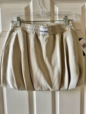 Gold Hinge Women's Mini Skirt in Beige